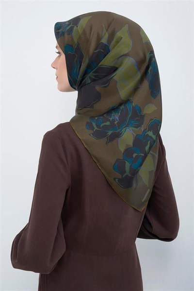 Armine İpek Eşarp 2026 Yaz - 9509-56 Haki Twill