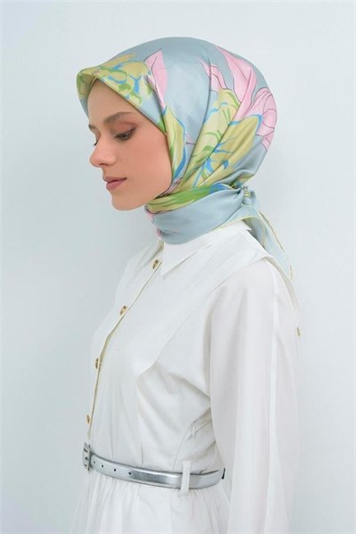 Armine İpek Eşarp 2026 Yaz - 9509-80 Buz Mavi Twill