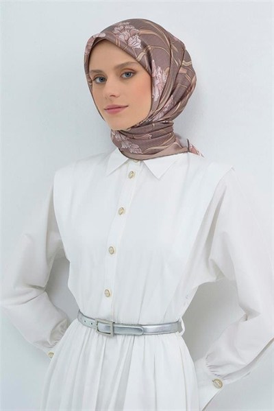 Armine İpek Eşarp 2026 Yaz - 9512-06 Sütlü Kahve Twill