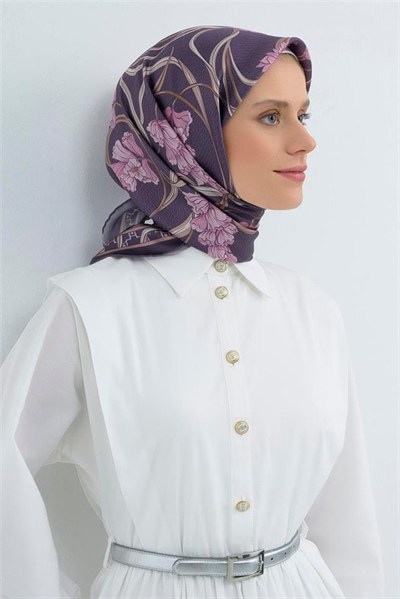 Armine İpek Eşarp 2026 Yaz - 9512-07 Koyu Mor Sura