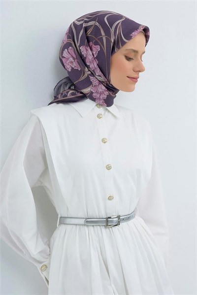 Armine İpek Eşarp 2026 Yaz - 9512-07 Koyu Mor Sura