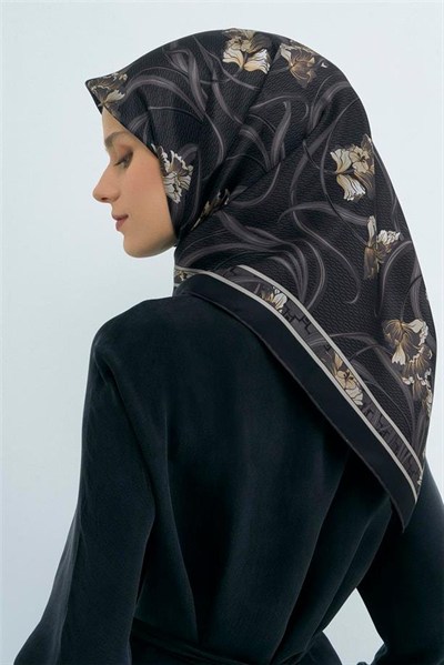 Armine İpek Eşarp 2026 Yaz - 9512-86 Siyah Twill