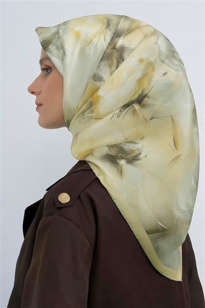 Armine İpek Eşarp 2026 Yaz - 9515-35 Soft Sarı Taş Twill