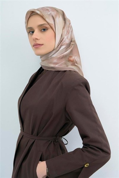 Armine İpek Eşarp 2026 Yaz - 9515-37 Açık Vizon Twill
