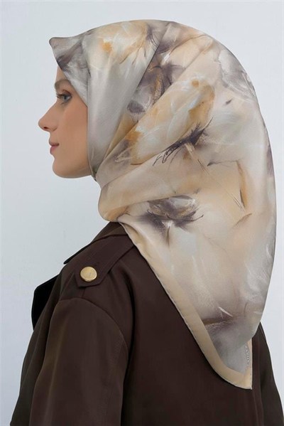 Armine İpek Eşarp 2026 Yaz - 9515-85 Taş Bej Twill