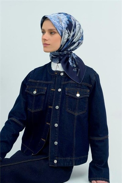 Armine İpek Eşarp 2026 Yaz - 9516-06 Lacivert Mavi Sura