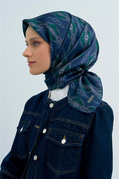 Armine İpek Eşarp 2026 Yaz - 9522-86 Lacivert Twill