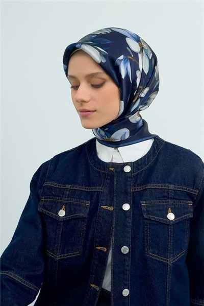 Armine İpek Eşarp 2026 Yaz - 9524-06 Lacivert Sura