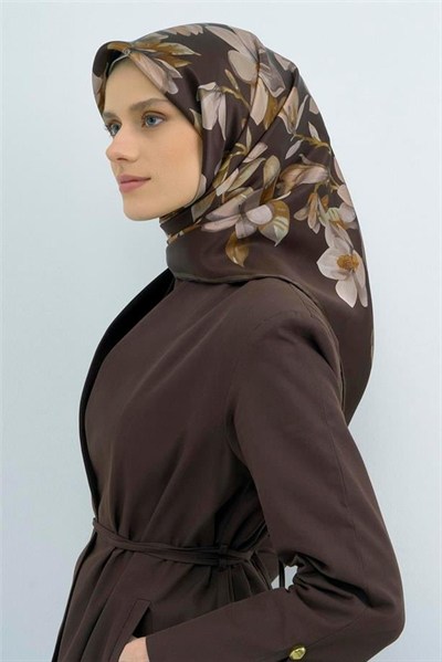 Armine İpek Eşarp 2026 Yaz - 9524-55 Acı Kahve Twill