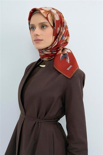 Armine İpek Eşarp 2026 Yaz - 9524-56 Koyu Tuğla Sura