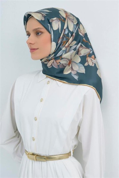 Armine İpek Eşarp 2026 Yaz - 9524-83 Koyu Mavi Twill