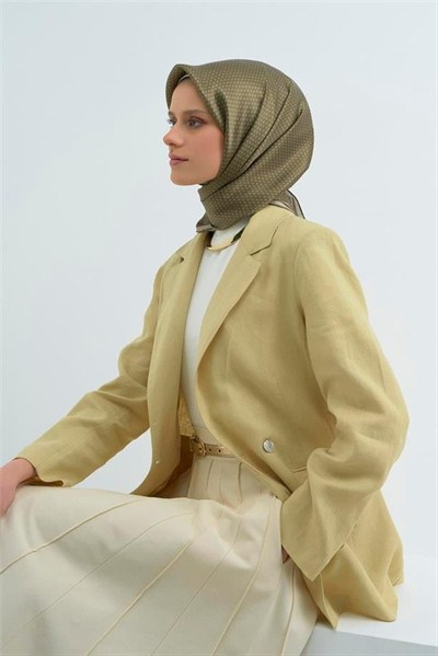 Armine İpek Eşarp 2026 Yaz - 9528-31 Haki Yeşil Twill