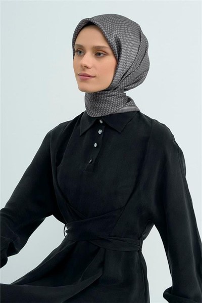 Armine İpek Eşarp 2026 Yaz - 9528-54 Füme Gri Twill