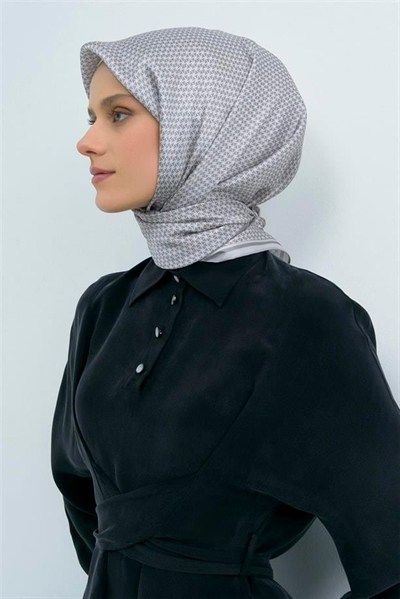 Armine İpek Eşarp 2026 Yaz - 9528-83 Ekru Gri Twill
