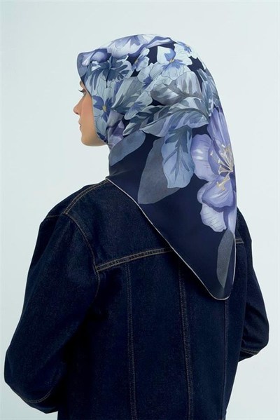 Armine İpek Eşarp 2026 Yaz - 9529-35 Lacivert Twill