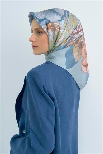 Armine İpek Eşarp 2026 Yaz - 9529-82 Bebe Mavi Twill