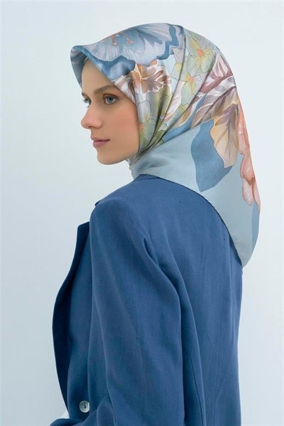 Armine İpek Eşarp 2026 Yaz - 9529-82 Bebe Mavi Twill