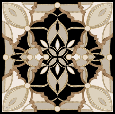 Armine İpek Eşarp 2026 Yaz - 9531-01 Siyah Krem Twill