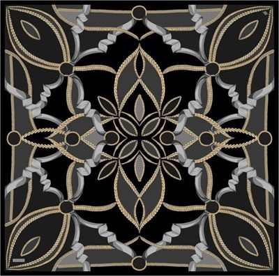 Armine İpek Eşarp 2026 Yaz - 9531-84 Siyah Gold Twill
