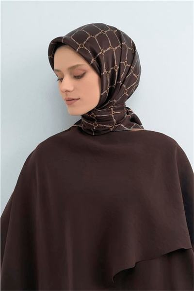 Armine İpek Eşarp 2026 Yaz - 9538-31 Kahverengi Twill