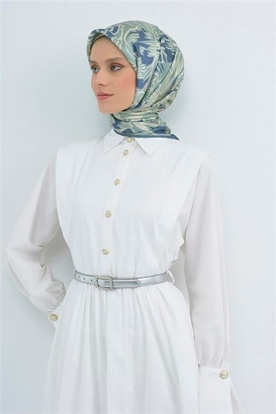 Armine İpek Eşarp 2026 Yaz - 9539-51 Mint Mavi Twill