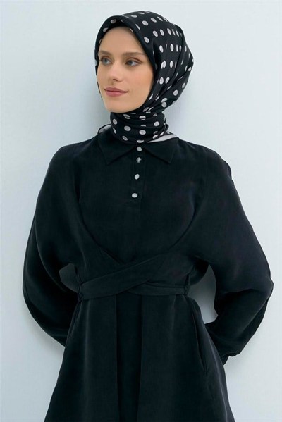 Armine İpek Eşarp 2026 Yaz - 9544-50 Siyah Taş Twill