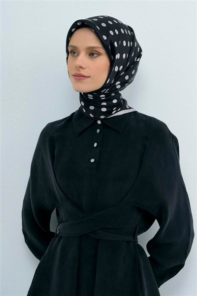 Armine İpek Eşarp 2026 Yaz - 9544-50 Siyah Taş Twill