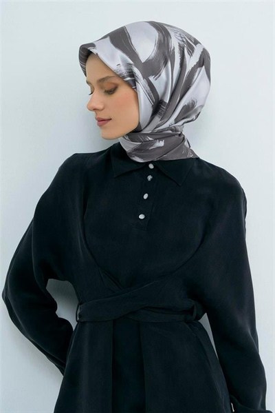 Armine İpek Eşarp 2026 Yaz - 9555-03 Gri Twill