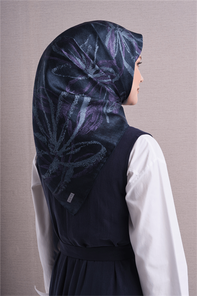 Armine İpek Eşarp 2027 Kış - 9600-31 Lacivert Twill