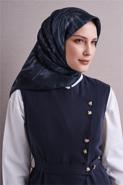 Armine İpek Eşarp 2027 Kış - 9600-31 Lacivert Twill