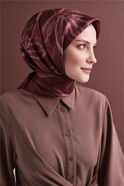 Armine İpek Eşarp 2027 Kış - 9600-50 Bordo Twill