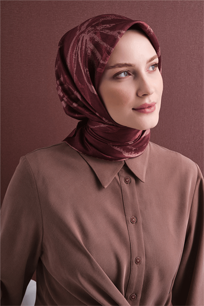 Armine İpek Eşarp 2027 Kış - 9600-50 Bordo Twill