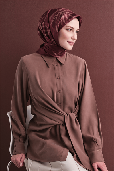 Armine İpek Eşarp 2027 Kış - 9600-50 Bordo Twill