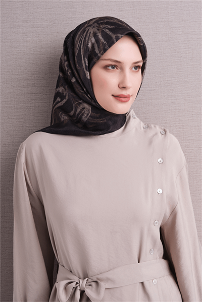 Armine İpek Eşarp 2027 Kış - 9600-52 Antrasit Sura