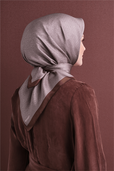 Armine İpek Eşarp 2027 Kış - 9601-34 Kahverengi Vizon Twill