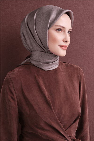 Armine İpek Eşarp 2027 Kış - 9601-34 Kahverengi Vizon Twill