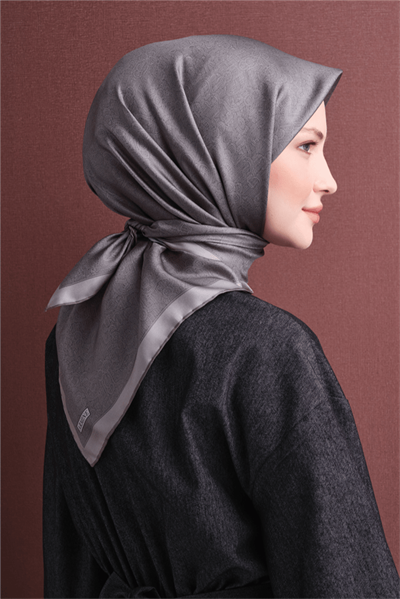 Armine İpek Eşarp 2027 Kış - 9601-56 Antrasit Gri Twill