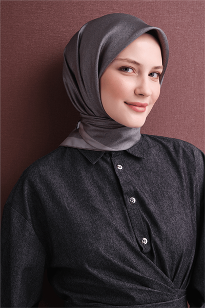 Armine İpek Eşarp 2027 Kış - 9601-56 Antrasit Gri Twill