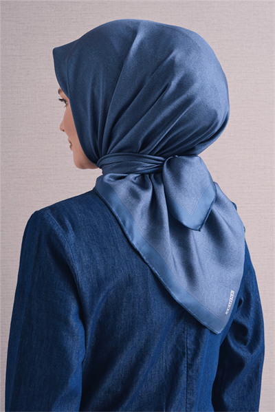 Armine İpek Eşarp 2027 Kış - 9601-81 Mavi Twill