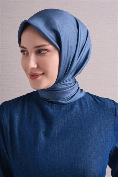 Armine İpek Eşarp 2027 Kış - 9601-81 Mavi Twill