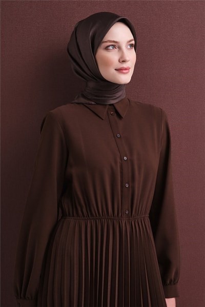 Armine İpek Eşarp 2027 Kış - 9601-86 Kahverengi Twill