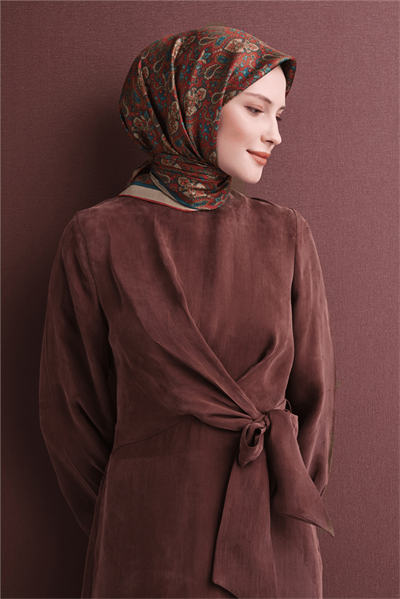 Armine İpek Eşarp 2027 Kış - 9609-03 Kırmızı Twill