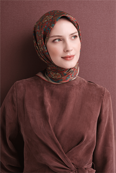 Armine İpek Eşarp 2027 Kış - 9609-03 Kırmızı Twill
