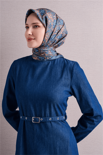 Armine İpek Eşarp 2027 Kış - 9609-34 Mavi Vizon Sura