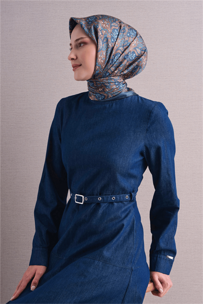 Armine İpek Eşarp 2027 Kış - 9609-34 Mavi Vizon Sura
