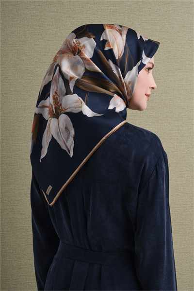 Armine İpek Eşarp 2027 Kış - 9620-04 Koyu Lacivert Sura