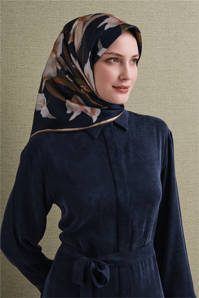 Armine İpek Eşarp 2027 Kış - 9620-04 Koyu Lacivert Sura
