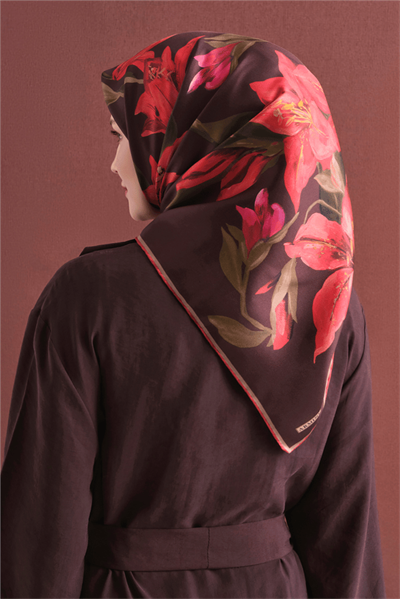 Armine İpek Eşarp 2027 Kış - 9620-06 Kahverengi Twill