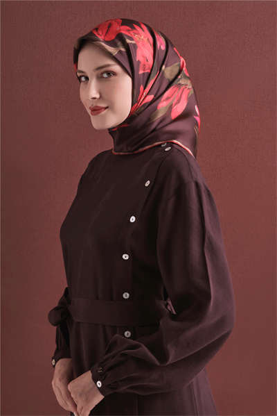 Armine İpek Eşarp 2027 Kış - 9620-06 Kahverengi Twill