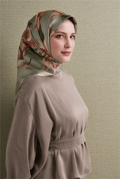 Armine İpek Eşarp 2027 Kış - 9620-34 Soft Yeşil Twill